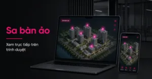 Sa bàn ảo dự án bất động sản hiển thị trên máy tính và điện thoại