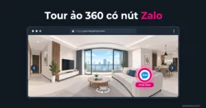 Tour ảo 360 căn hộ mẫu với nút Chat Zalo trong giao diện tour