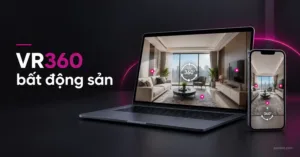 Tour ảo VR360 căn hộ mẫu hiển thị trên máy tính và điện thoại